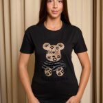 Μπλούζα κοντομάνικη μαύρη με πέτρες και στρας