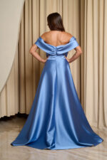 Φόρεμα maxi off shoulder με διακοσμητικές πέτρες dusty blue - Image 5