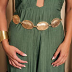 Ζώνη αλυσίδα χρυσή με οβάλ μοτίβο σφυρήλατα στοιχεία και ρυθμιζόμενη αλυσίδα