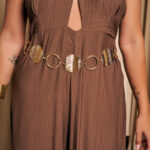 Ζώνη αλυσίδα χρυσή με κυκλικούς δίσκους και κρίκους σε γεωμετρικό σχέδιο