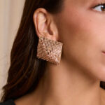 Τετράγωνα σκουλαρίκια με στρας rose gold