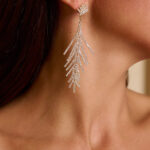 Σκουλαρίκια σε σχήμα φύλλου φτέρης ασημί