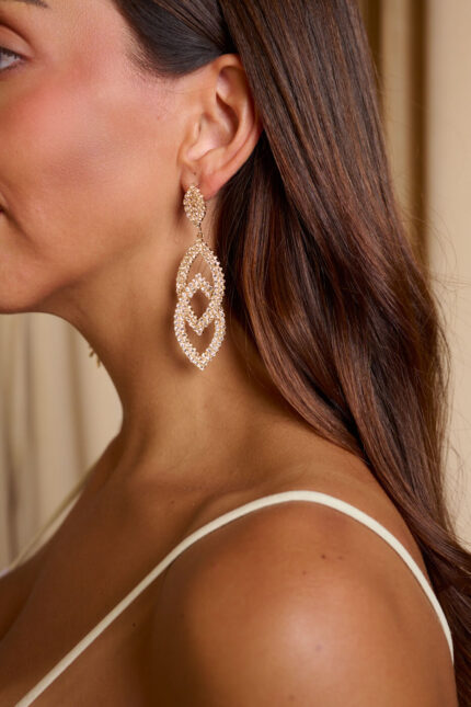 Σκουλαρίκια με γεωμετρικά σχέδια διαμάντια χρυσά