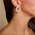 Σκουλαρίκια ημικυκλικά με στρας και κρυστάλλους χρυσά