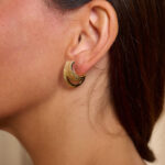 Σκουλαρίκια πολλαπλοί κρίκοι με στρας χρυσά