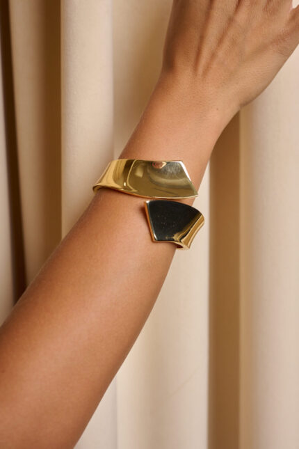 Βραχιόλι με κυρτά ακανόνιστα σχήματα χρυσό
