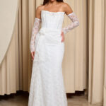 Νυφικό maxi με κεντημένα σχέδια δαντέλας και κεντημένους κρυστάλλους