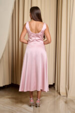 Φόρεμα midi σατέν με τιράντες baby pink