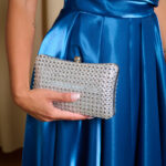 Tσάντα clutch με κρύσταλλα ασημί
