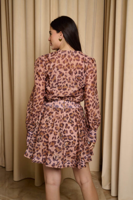 Σετ πουκάμισο - φούστα με animal print και τρουκς