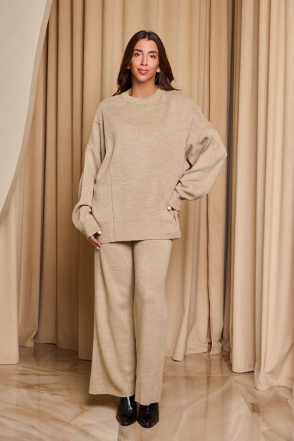 Σετ πλεκτό μπλούζα - παντελόνι πούρο