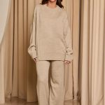 Σετ πλεκτό μπλούζα - παντελόνι πούρο