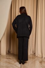 Σετ πλεκτό μπλούζα mock neck - παντελόνι μαύρο