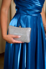 Tσάντα clutch με κρύσταλλα ασημί - Image 2