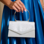 Tσάντα Χειρός με Μεταλλική Λαβή Ασημί