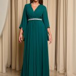 Φόρεμα maxi κρουαζέ κυπαρισσί