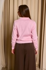 Μπλούζα πλεκτή baby pink με πέτρες στον γιακά