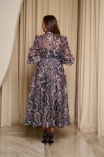 Φόρεμα maxi snake print με λευκά στρας