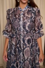 Φόρεμα maxi snake print με λευκά στρας