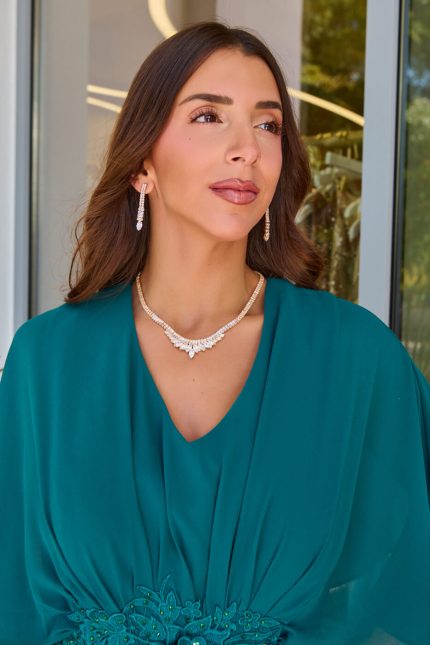 Σετ κολιέ - σκουλαρίκια με στρας και κρυστάλλους χρυσό