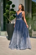 Φόρεμα maxi με τρισδιάστατο γκλίτερ degrade midnight blue - Image 2