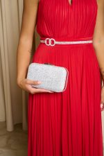Tσάντα clutch με στρας silver