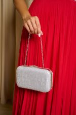 Tσάντα clutch με στρας silver - Image 3