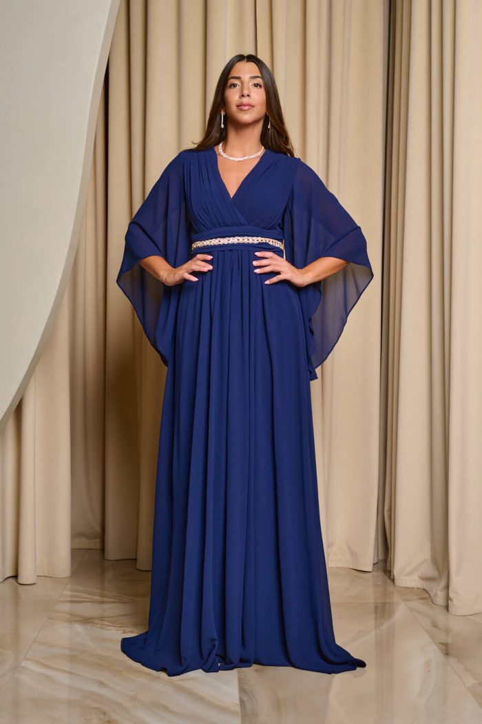Φόρεμα maxi κρουαζέ midnight blue