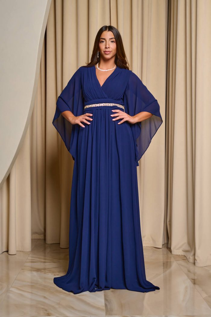 Φόρεμα maxi κρουαζέ midnight blue