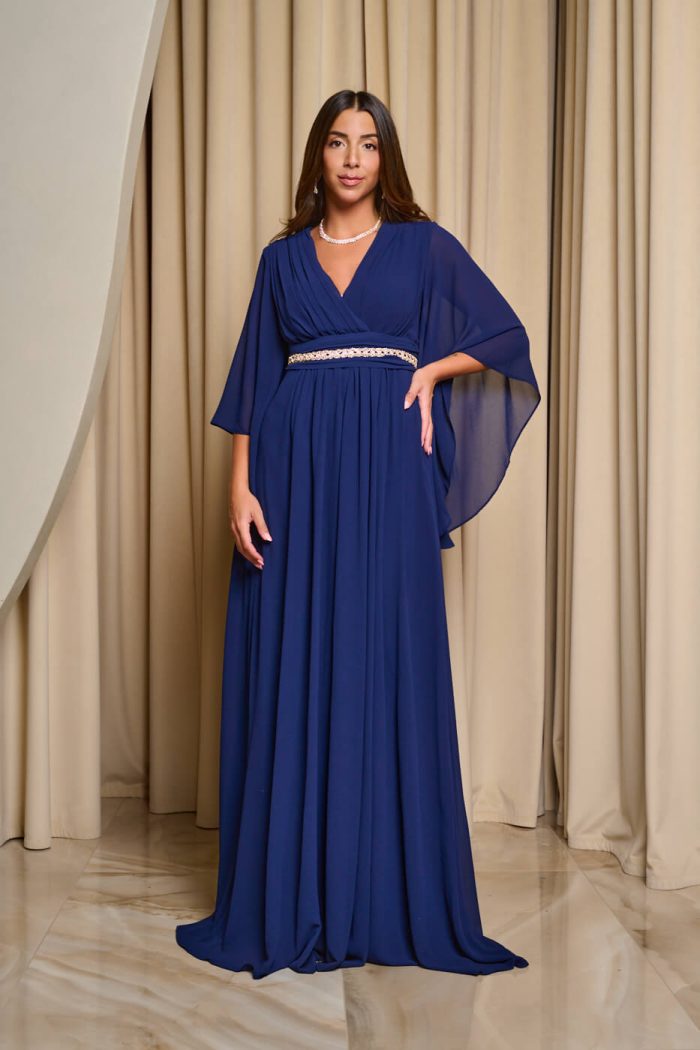 Φόρεμα maxi κρουαζέ midnight blue