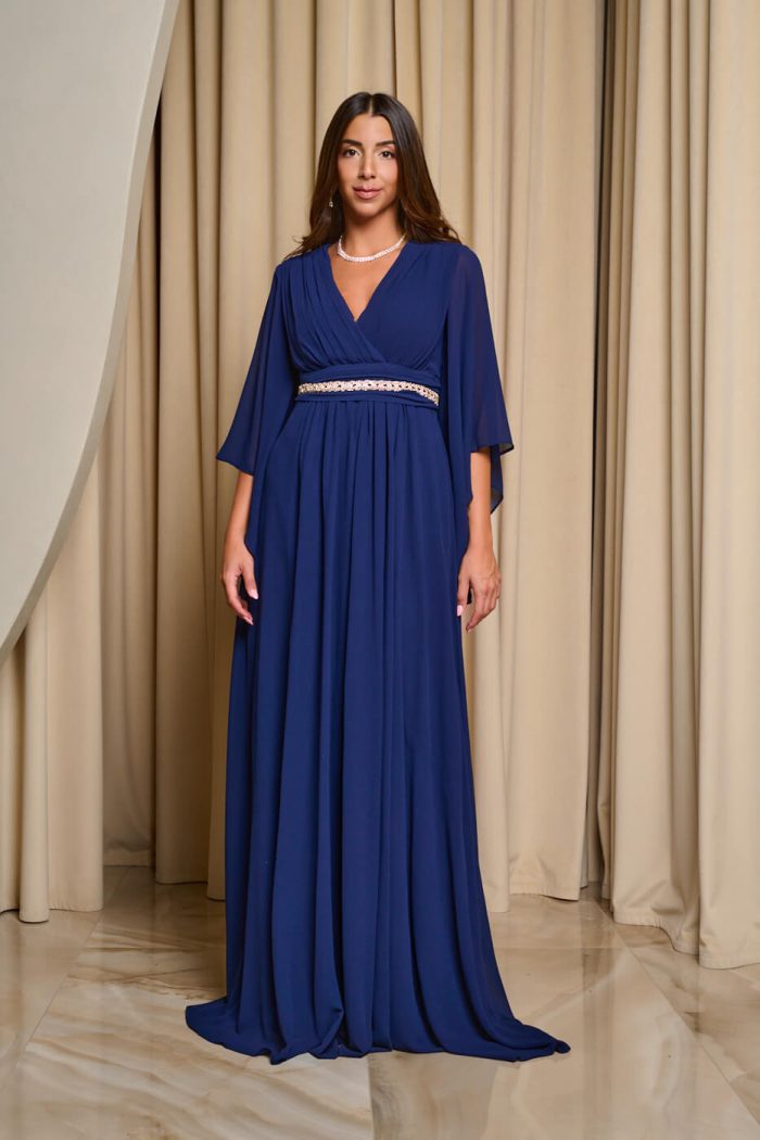 Φόρεμα maxi κρουαζέ midnight blue