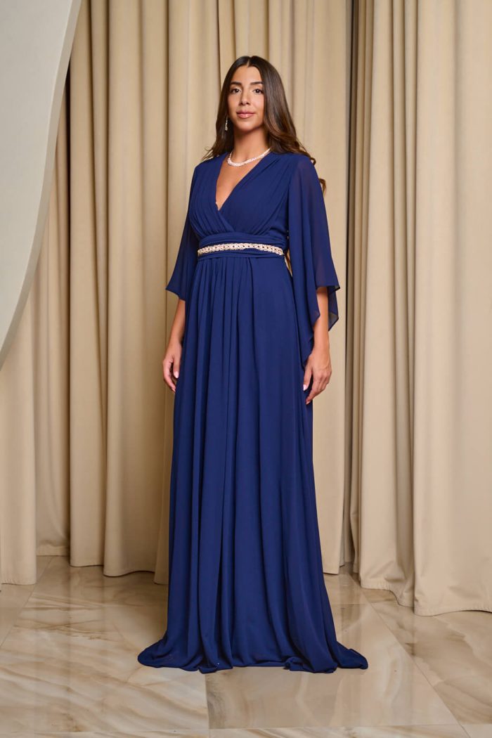 Φόρεμα maxi κρουαζέ midnight blue