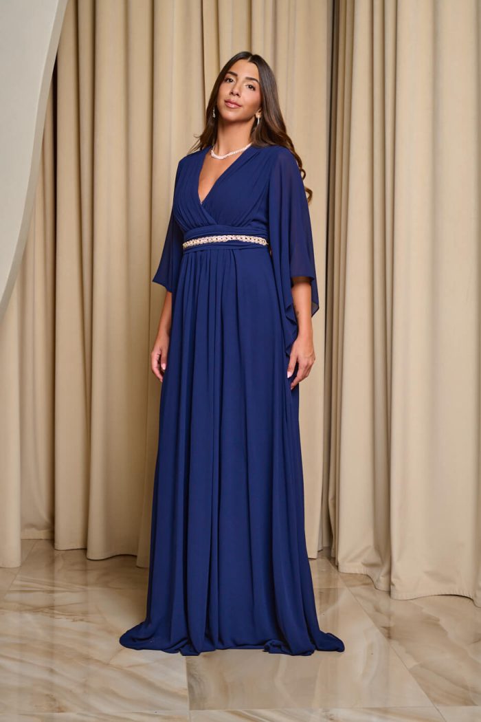 Φόρεμα maxi κρουαζέ midnight blue