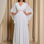 Φόρεμα maxi κρουαζέ άσπρο