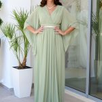 Φόρεμα maxi κρουαζέ φυστικί