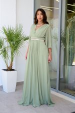 Φόρεμα maxi κρουαζέ φυστικί - Image 6