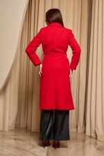 Παλτό με πέτο γιακά ζώνη και τσέπες κόκκινο - Image 7