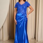 Φόρεμα maxi με κορσέ και twist λεπτομέρεια μπλε ρουα