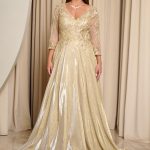 Φόρεμα maxi με κεντημένα floral σχέδια και lurex χρυσό