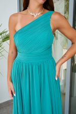 Φόρεμα maxi one shoulder με πλισέ σχέδιο στο μπούστο βεραμάν