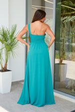 Φόρεμα maxi one shoulder με πλισέ σχέδιο στο μπούστο βεραμάν