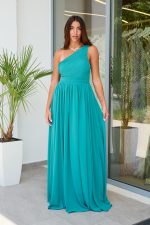 Φόρεμα maxi one shoulder με πλισέ σχέδιο στο μπούστο βεραμάν
