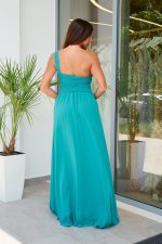 Φόρεμα maxi one shoulder με πλισέ σχέδιο στο μπούστο βεραμάν