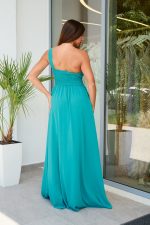 Φόρεμα maxi one shoulder με πλισέ σχέδιο στο μπούστο βεραμάν