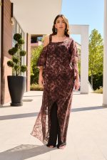 Ολόσωμη φόρμα λαχούρ one shoulder με ασύμμετρα βολάν bronze