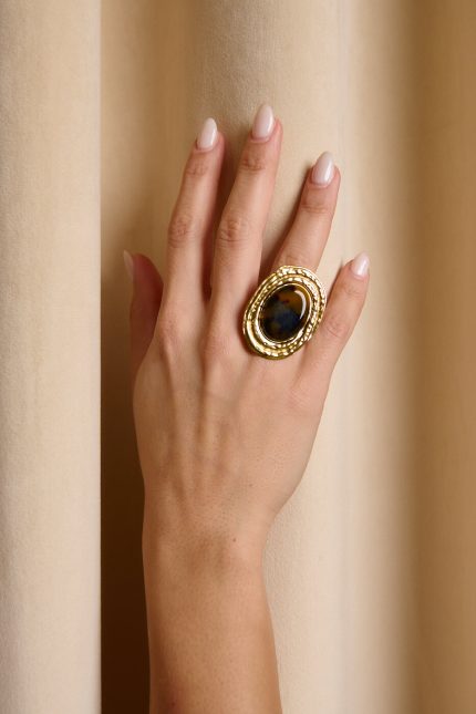 Δαχτυλίδι οβάλ πέτρα χρυσό