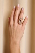 Δαχτυλίδι με πλεγμένο σχέδιο και στρας χρυσό