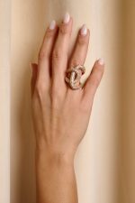 Δαχτυλίδι με πλεγμένο σχέδιο και στρας χρυσό - Image 2