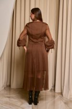 Φόρεμα maxi see through με φραμπαλά καφέ - Image 6