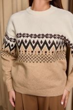 Μπλούζα πλεκτή με Jacquard σχέδιο εκρού - μπεζ - Image 6